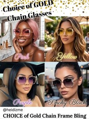 CHOICE of Gold Chain Frame Bling Glasses